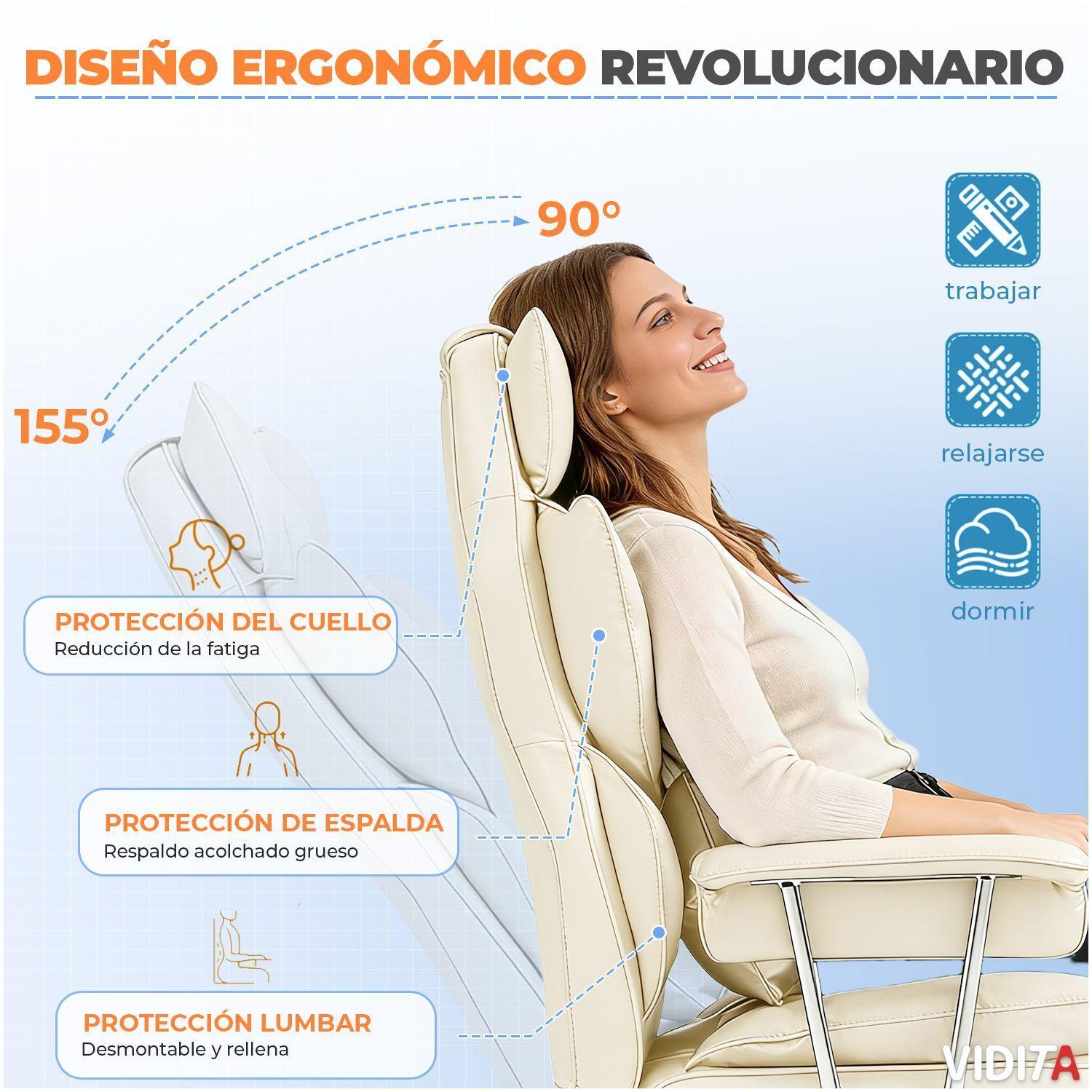 Silla Escritorio Ejecutiva Emilio Premium+ Oficina Pu Beige-2