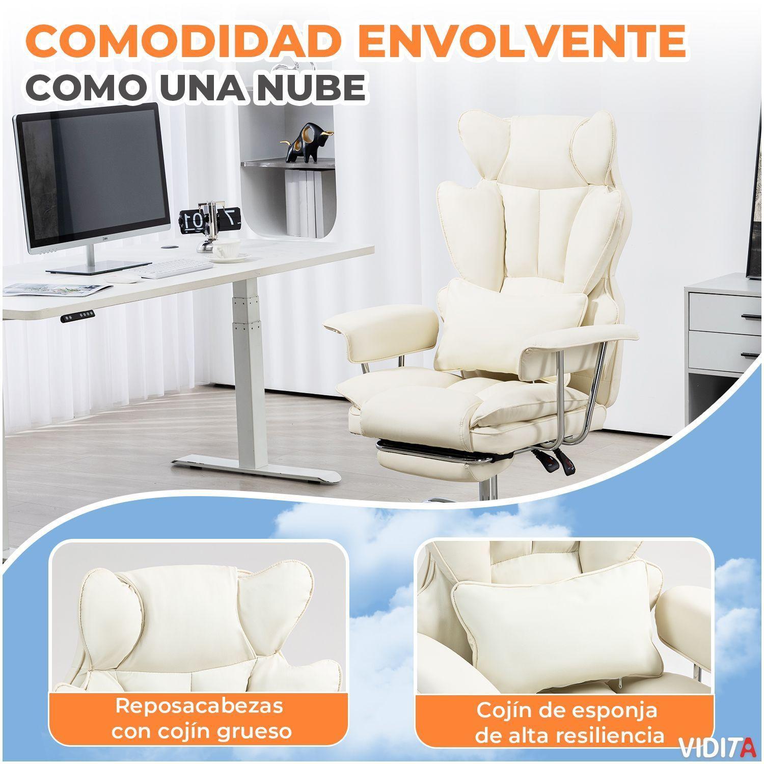 Silla Escritorio Ejecutiva Emilio Premium+ Oficina Pu Beige-3