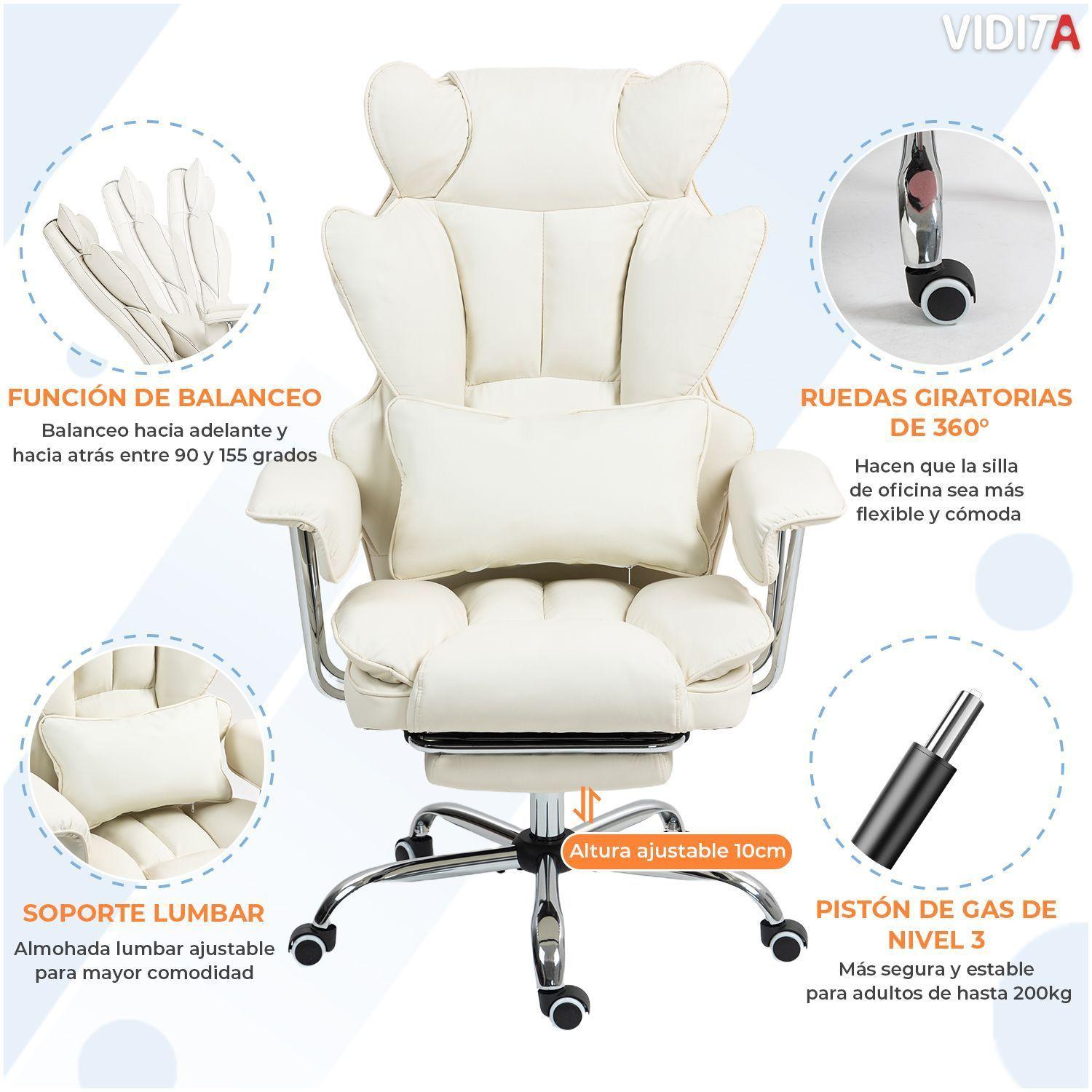 Silla Escritorio Ejecutiva Emilio Premium+ Oficina Pu Beige-4