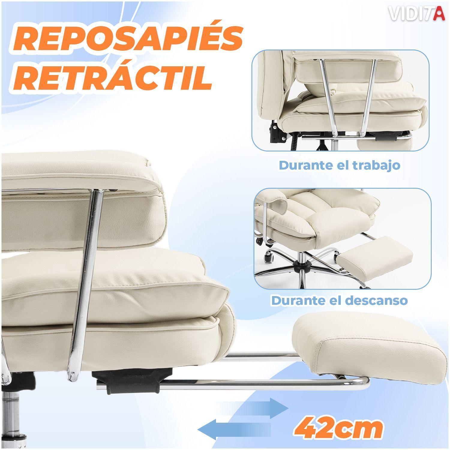 Silla Escritorio Ejecutiva Emilio Premium+ Oficina Pu Beige-6