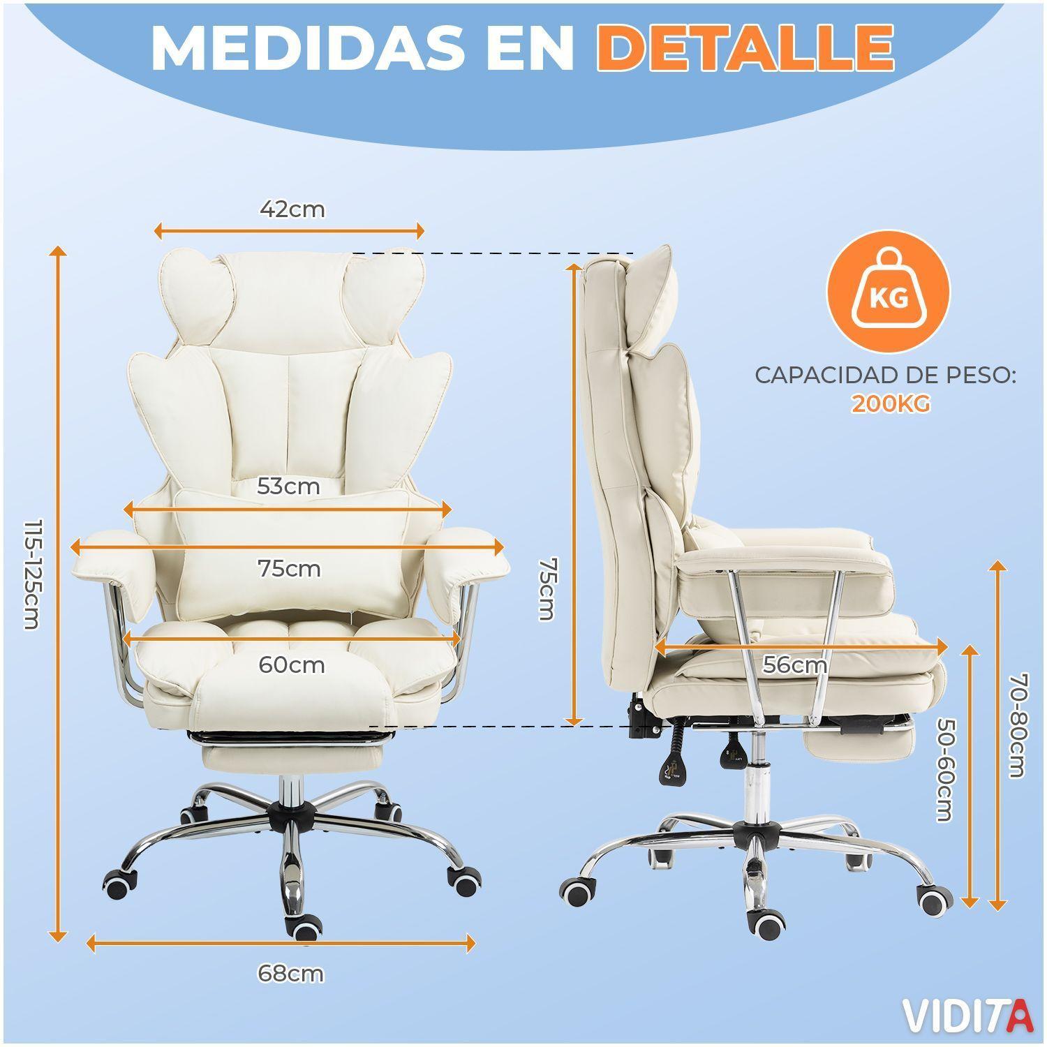 Silla Escritorio Ejecutiva Emilio Premium+ Oficina Pu Beige-9