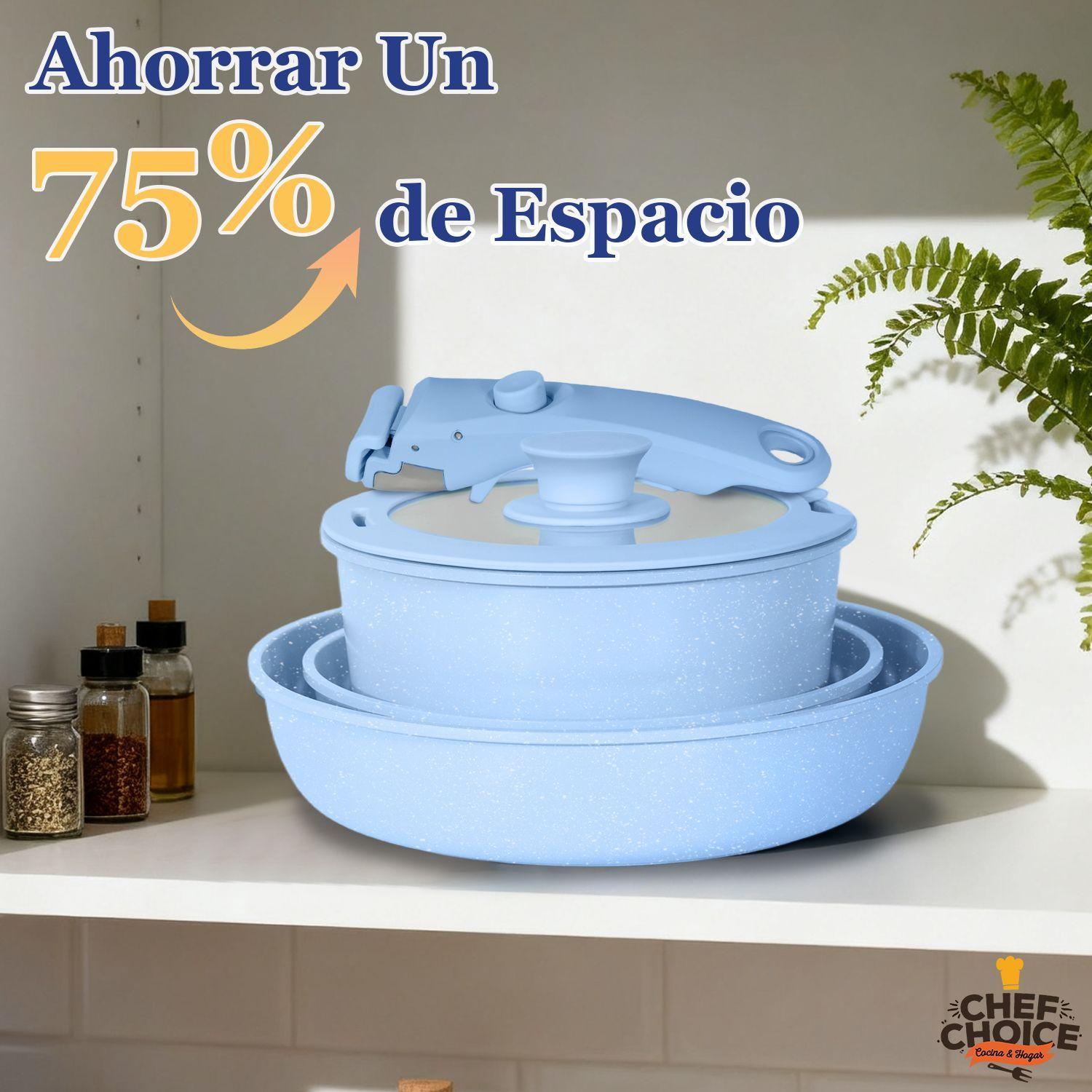 Bateria Cocina 5 Pcs Granito Antiadherente Smart Mango Azul Macaron-2