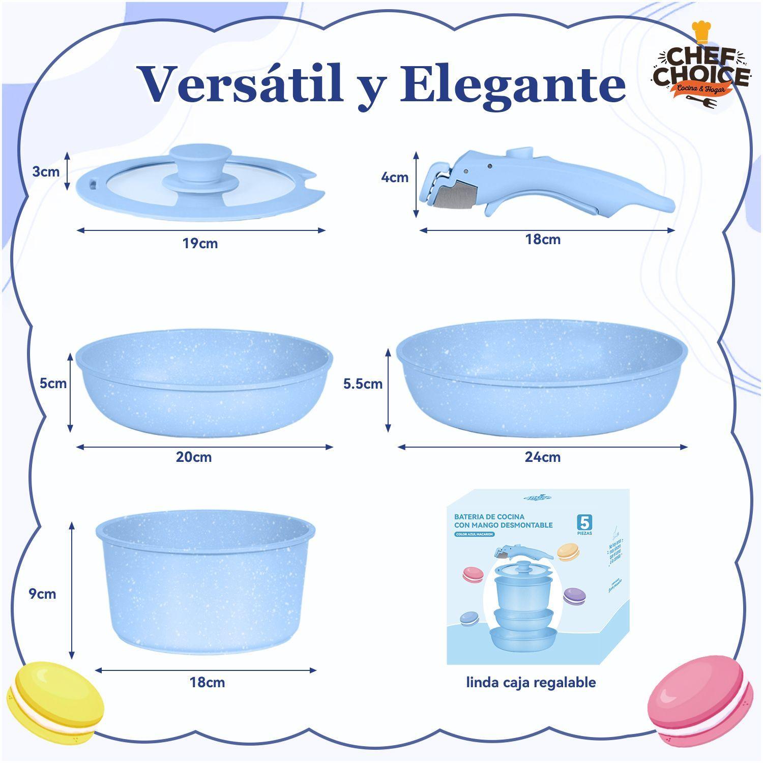 Bateria Cocina 5 Pcs Granito Antiadherente Smart Mango Azul Macaron-9