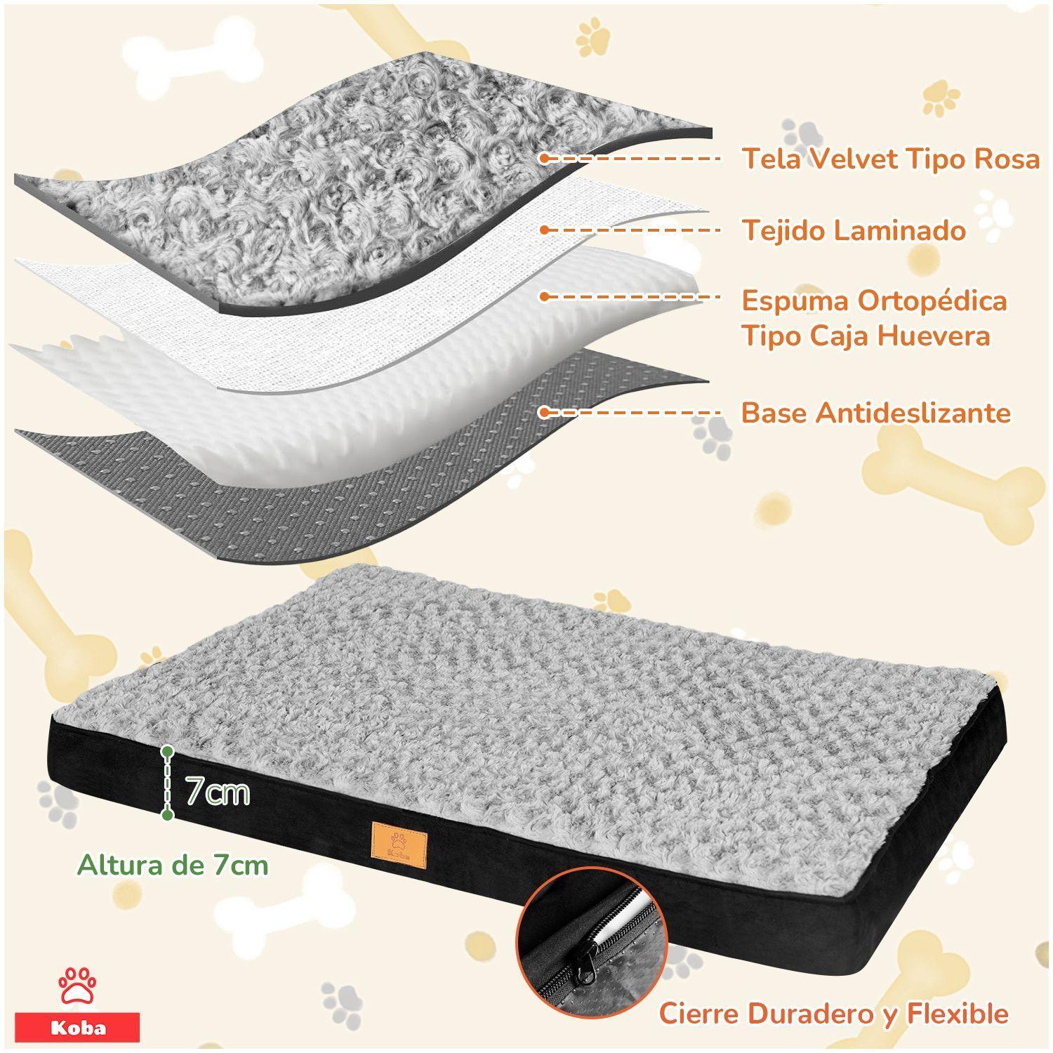 Cama Antiestres Para Perros Gatos Colchon Ortopedico 75x50cm Gris con Negro-2