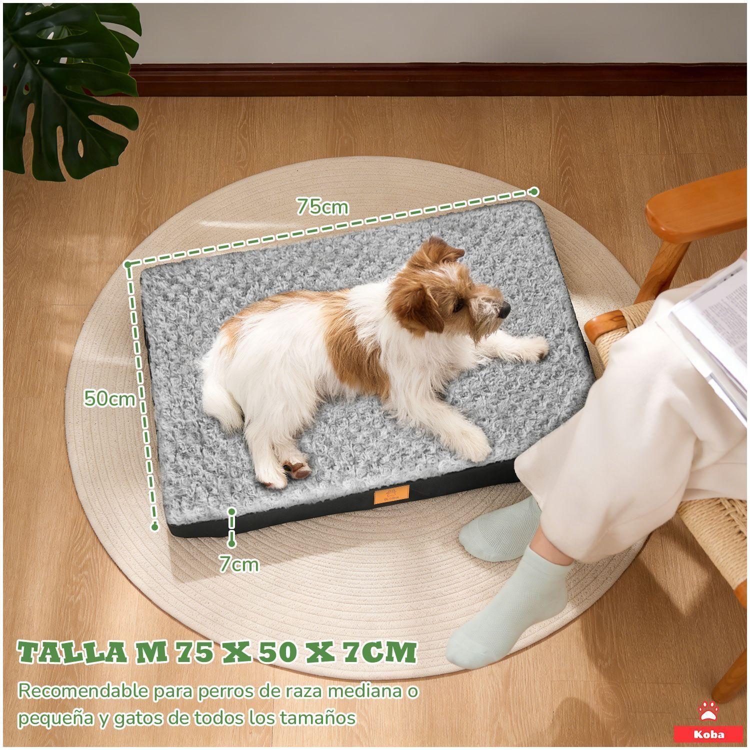 Cama Antiestres Para Perros Gatos Colchon Ortopedico 75x50cm Gris con Negro-9