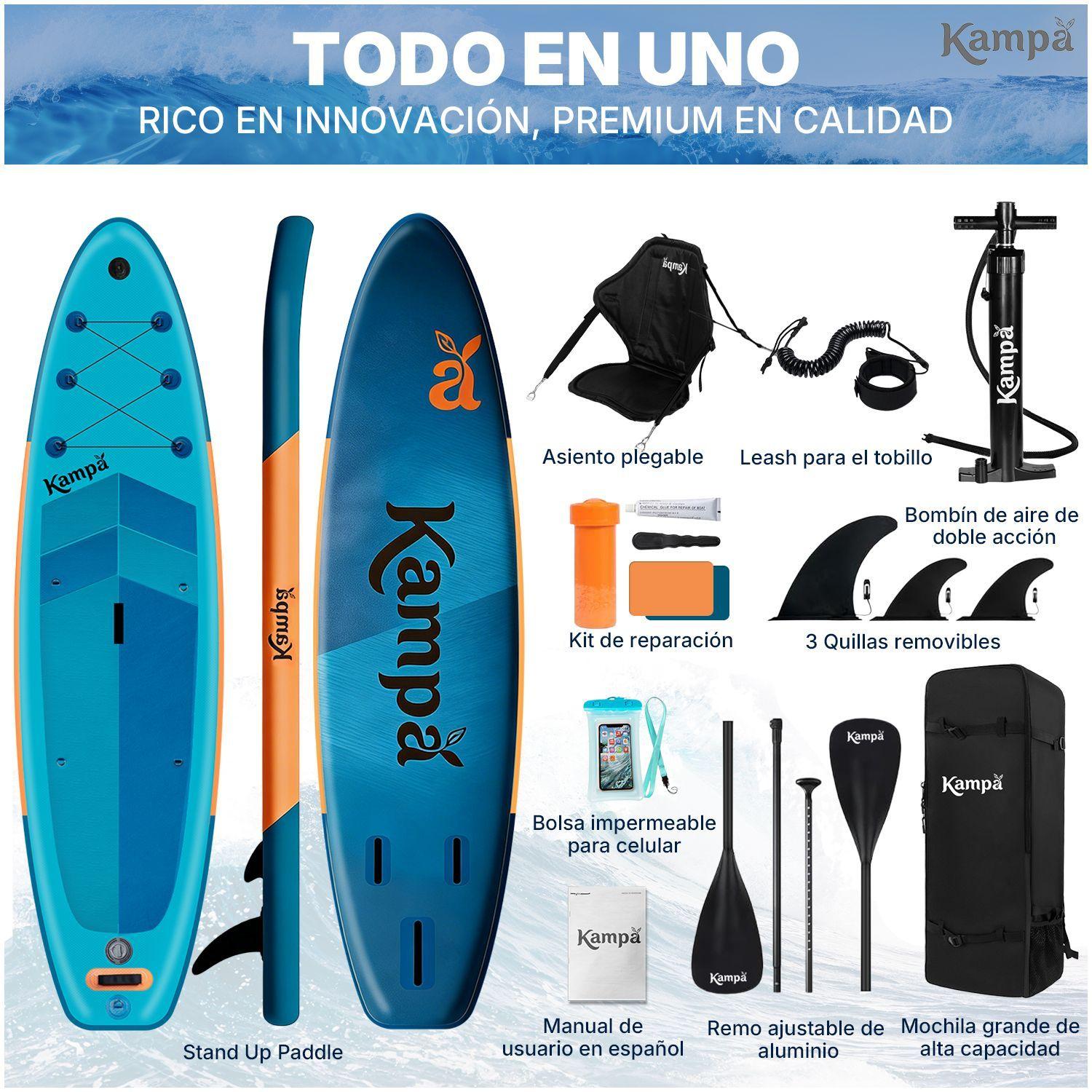 Set Tabla Stand Up Paddle Surf Inflable Azuria 320x81x15cm Oceanico-1