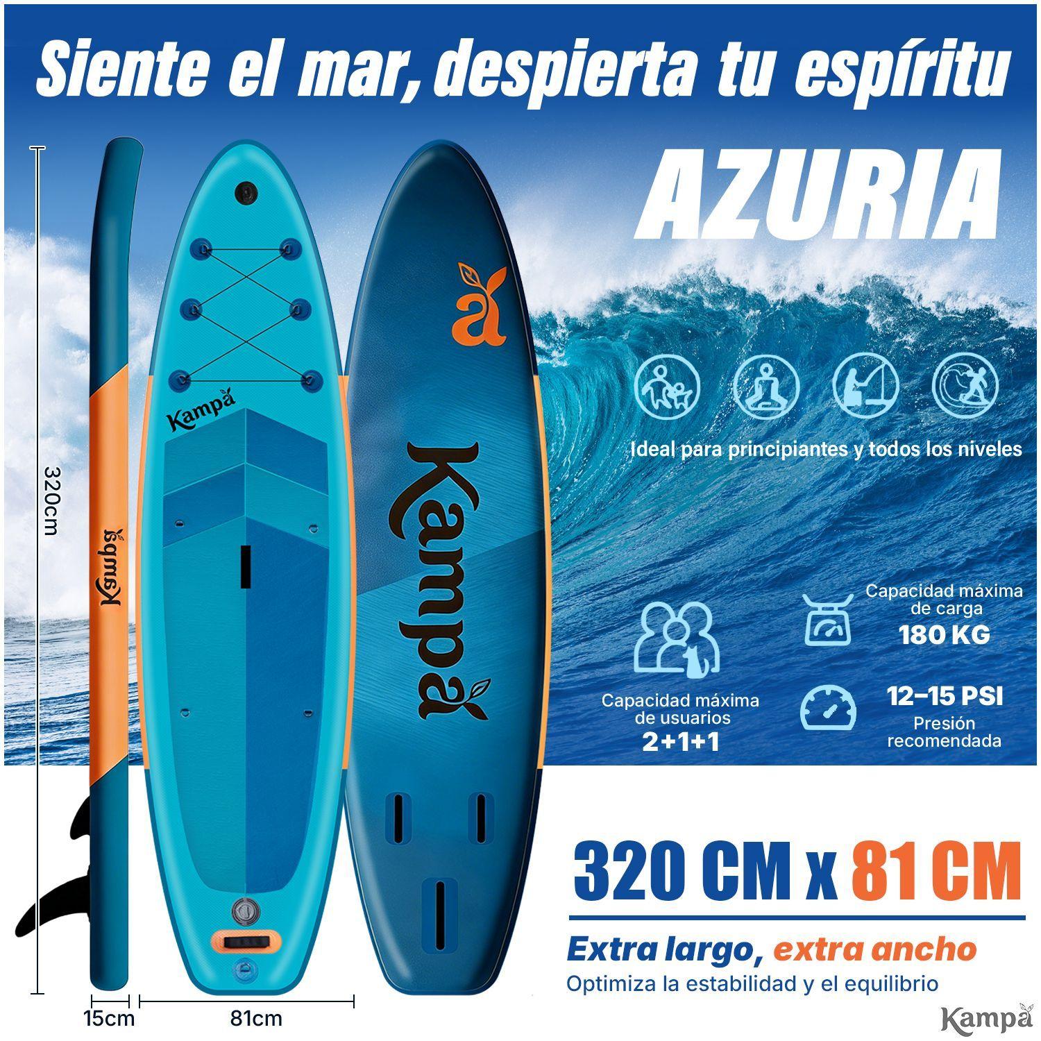 Set Tabla Stand Up Paddle Surf Inflable Azuria 320x81x15cm Oceanico-2
