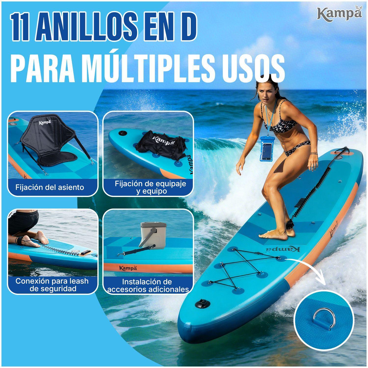 Set Tabla Stand Up Paddle Surf Inflable Azuria 320x81x15cm Oceanico-7