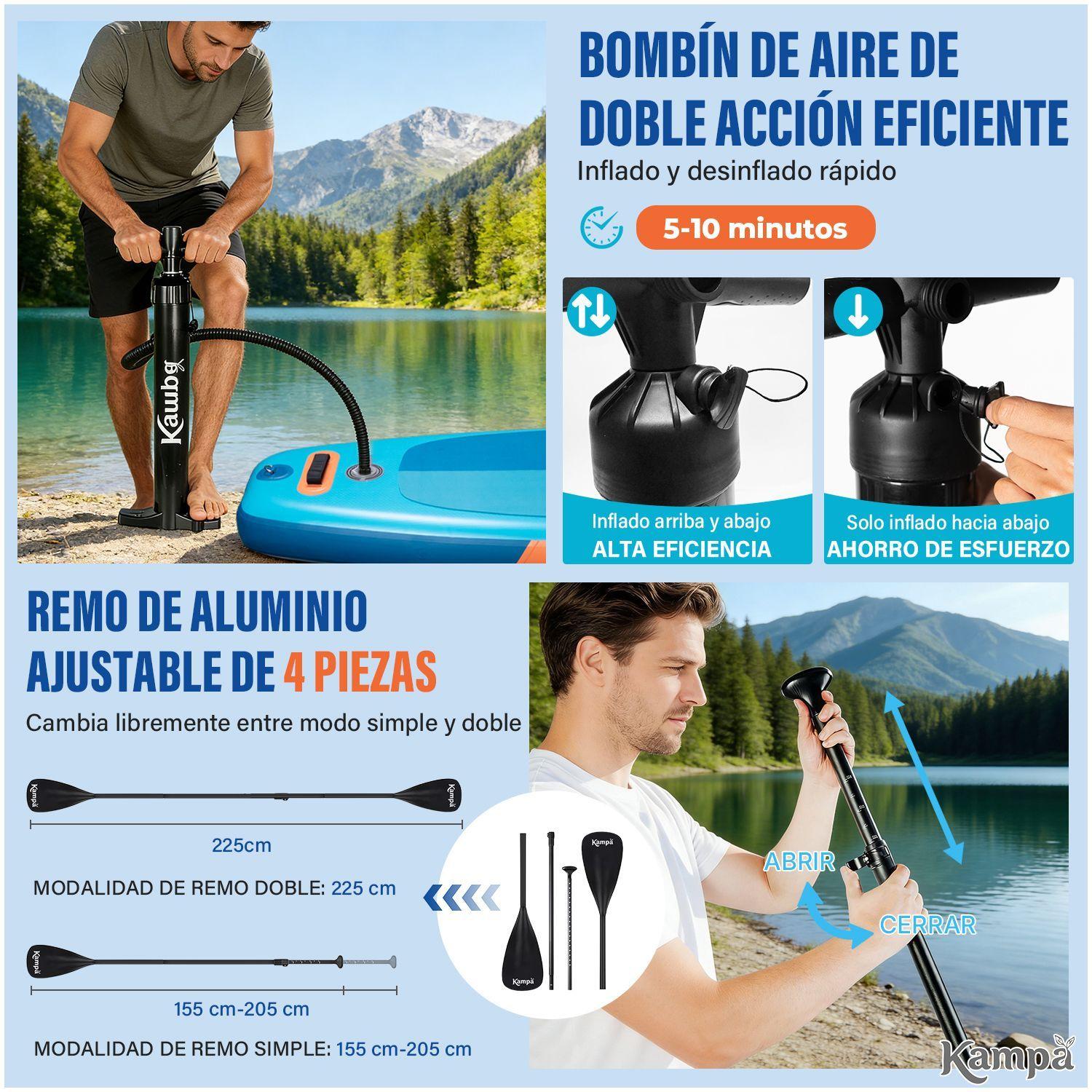Set Tabla Stand Up Paddle Surf Inflable Azuria 320x81x15cm Oceanico-8