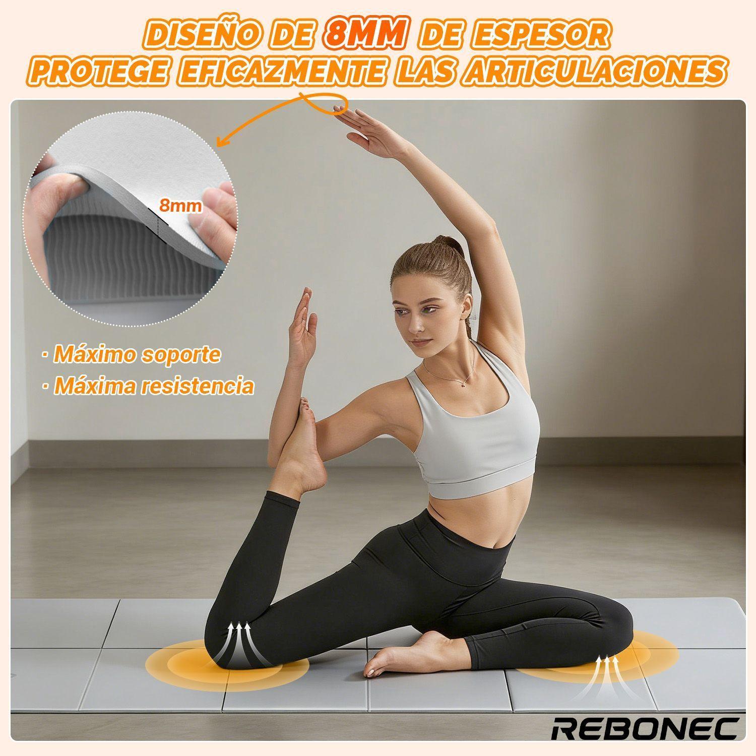 Colchoneta Mat Yoga Deportiva Plegable Tpe Grueso 8mm Bolso Gris-3