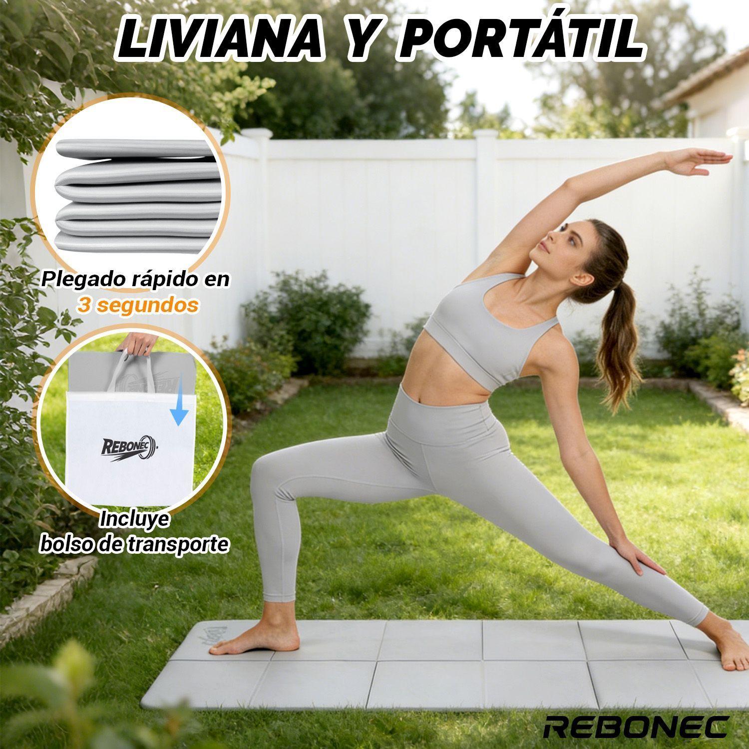Colchoneta Mat Yoga Deportiva Plegable Tpe Grueso 8mm Bolso Gris-5