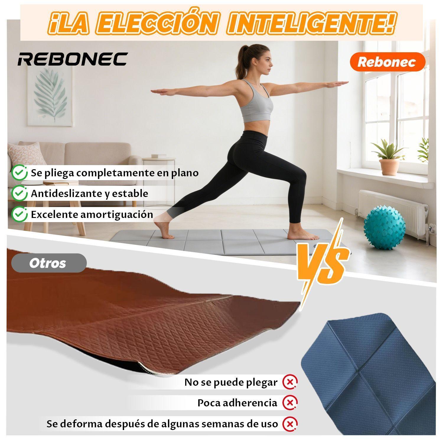 Colchoneta Mat Yoga Deportiva Plegable Tpe Grueso 8mm Bolso Gris-8