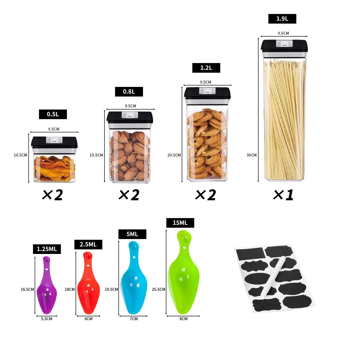 Set 7 Contenedores Super Hermeticos Envases Acrilicos Cocina Negro-3