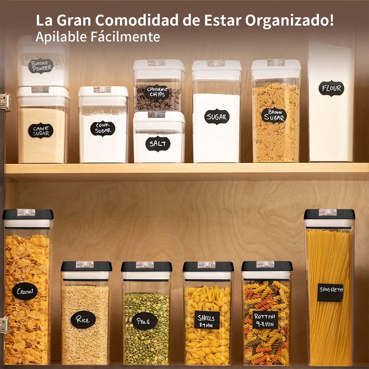 Set 7 Contenedores Super Hermeticos Envases Acrilicos Cocina Negro-4