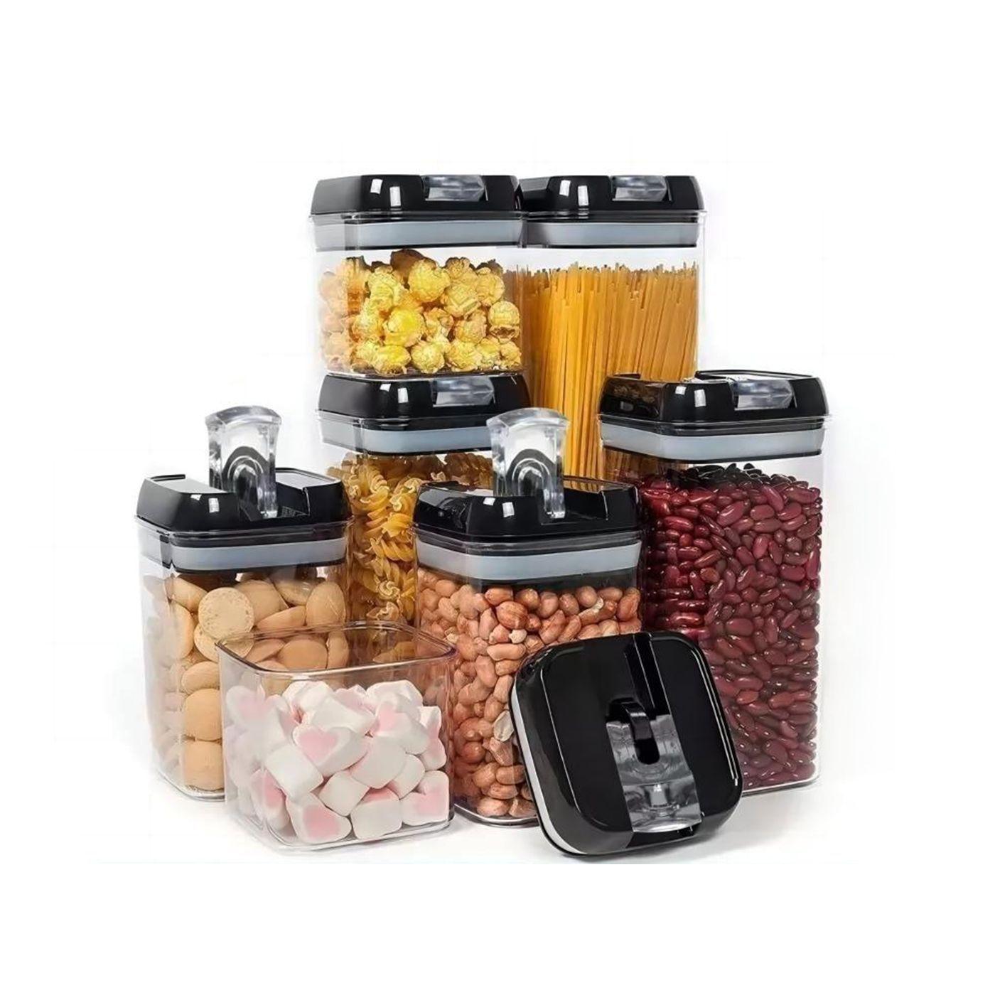 Set 7 Contenedores Super Hermeticos Envases Acrilicos Cocina Negro-5