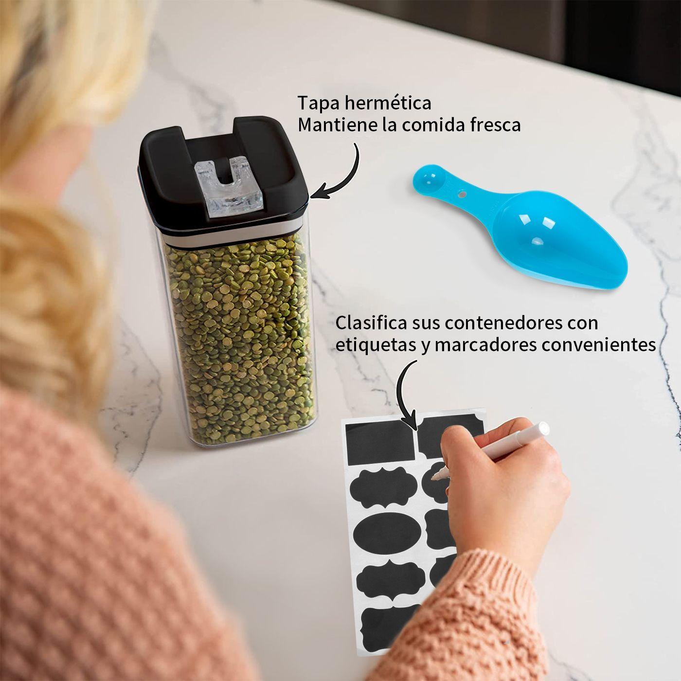 Set 7 Contenedores Super Hermeticos Envases Acrilicos Cocina Negro-6