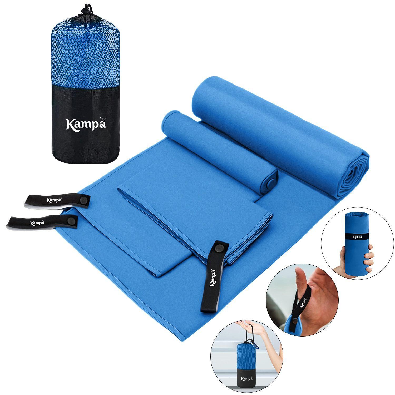 Toalla Microfibra 3pcs Secado Rapido Bano Viaje Deporte Azul-0