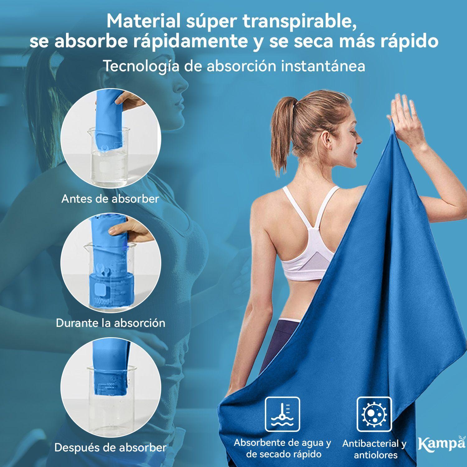 Toalla Microfibra 3pcs Secado Rapido Bano Viaje Deporte Azul-1