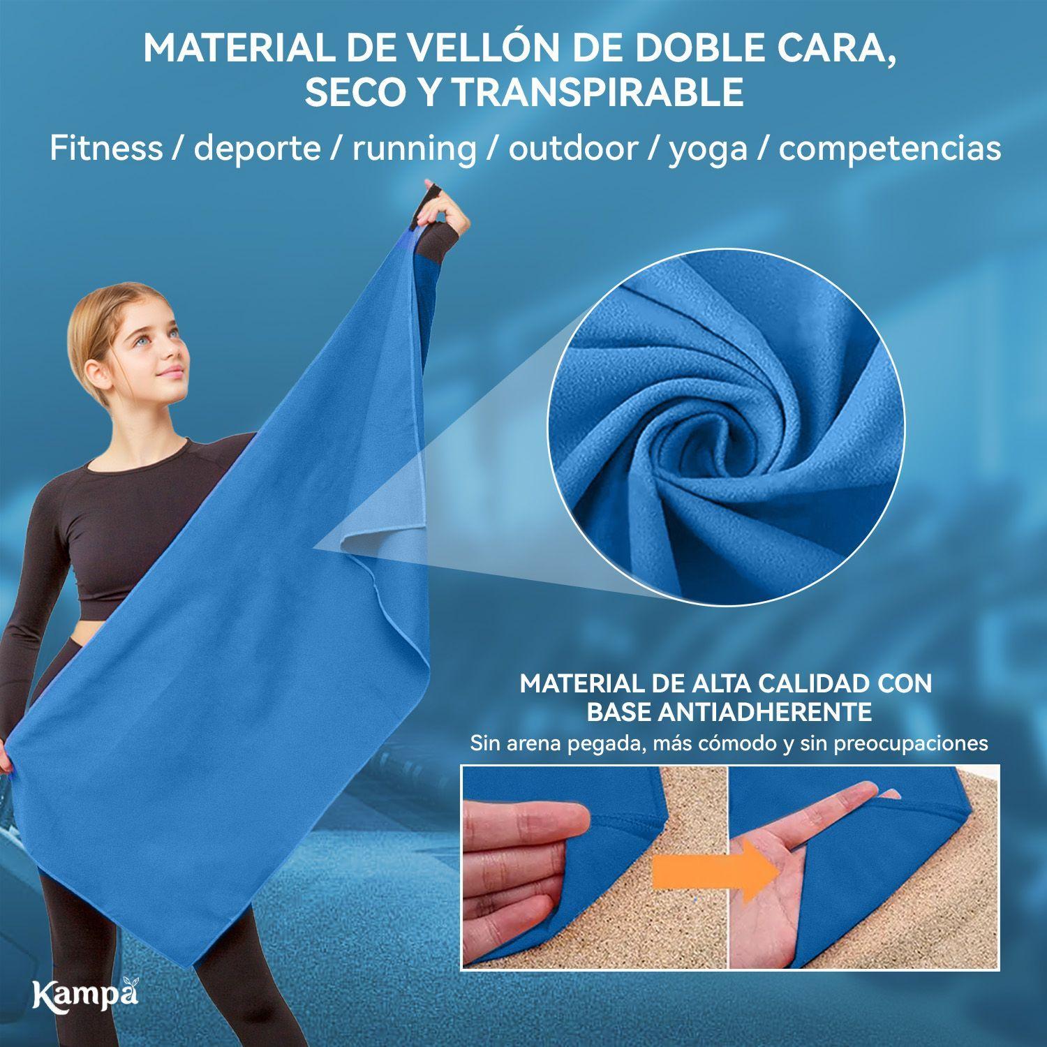 Toalla Microfibra 3pcs Secado Rapido Bano Viaje Deporte Azul-2