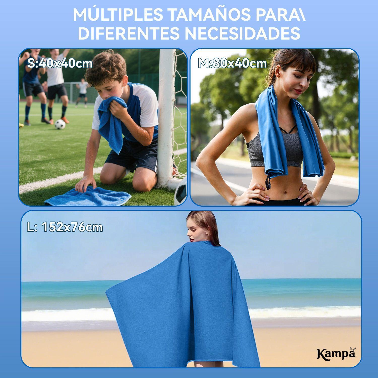 Toalla Microfibra 3pcs Secado Rapido Bano Viaje Deporte Azul-4