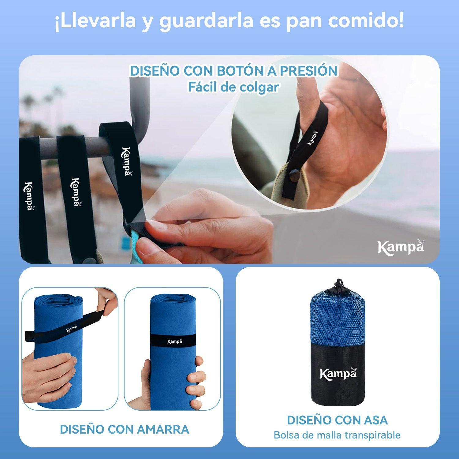 Toalla Microfibra 3pcs Secado Rapido Bano Viaje Deporte Azul-5