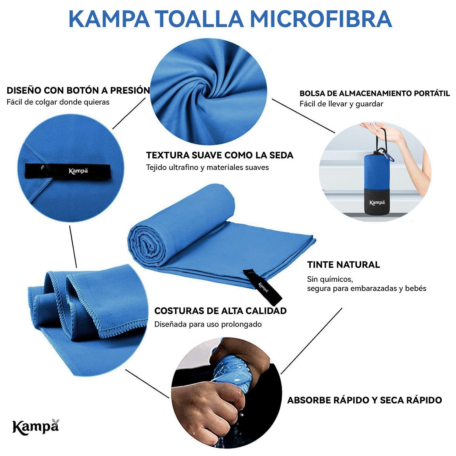 Toalla Microfibra 3pcs Secado Rapido Bano Viaje Deporte Azul-7