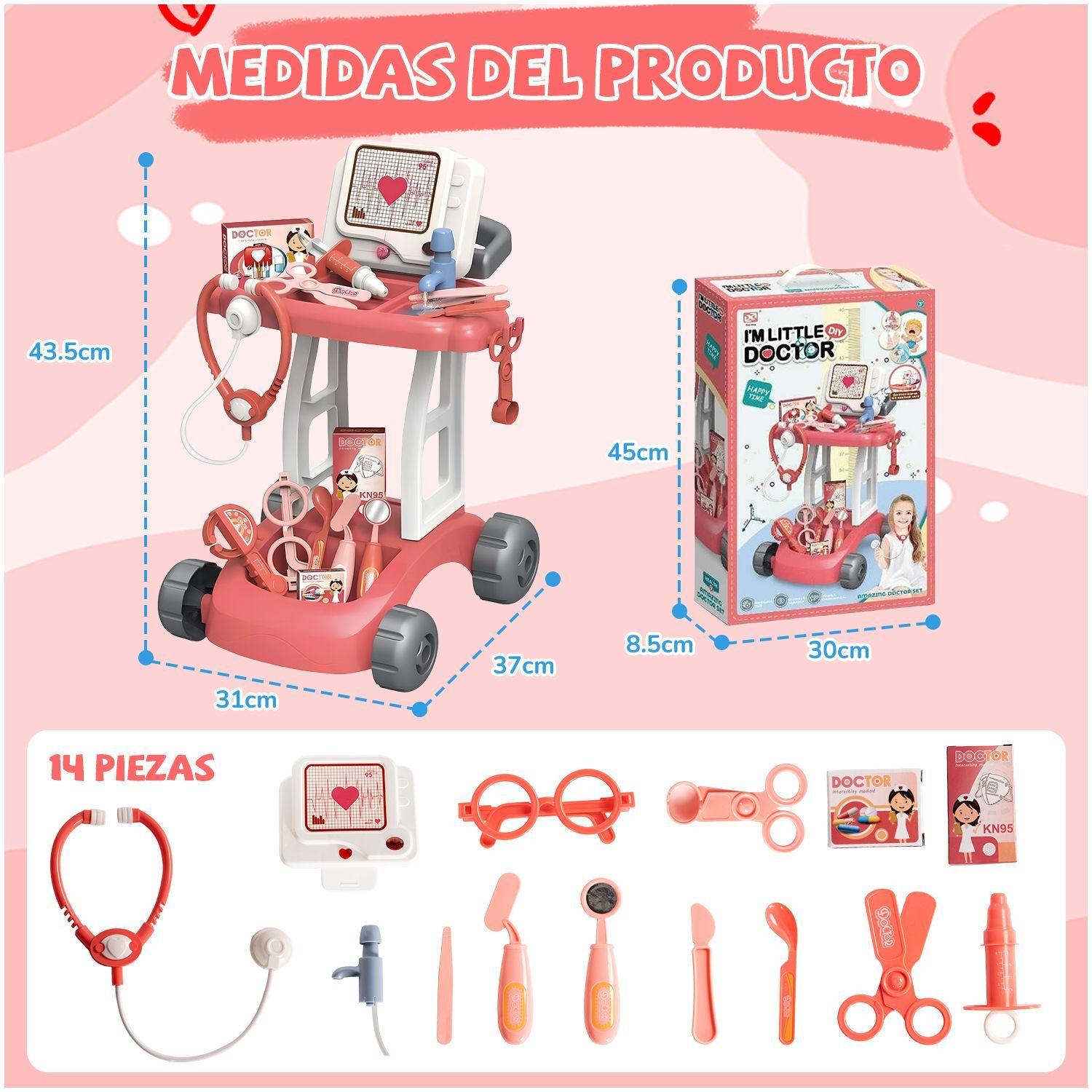 Juguete Carrito Medico Juego Doctor Ninos Luz Agua 14 Piezas-9