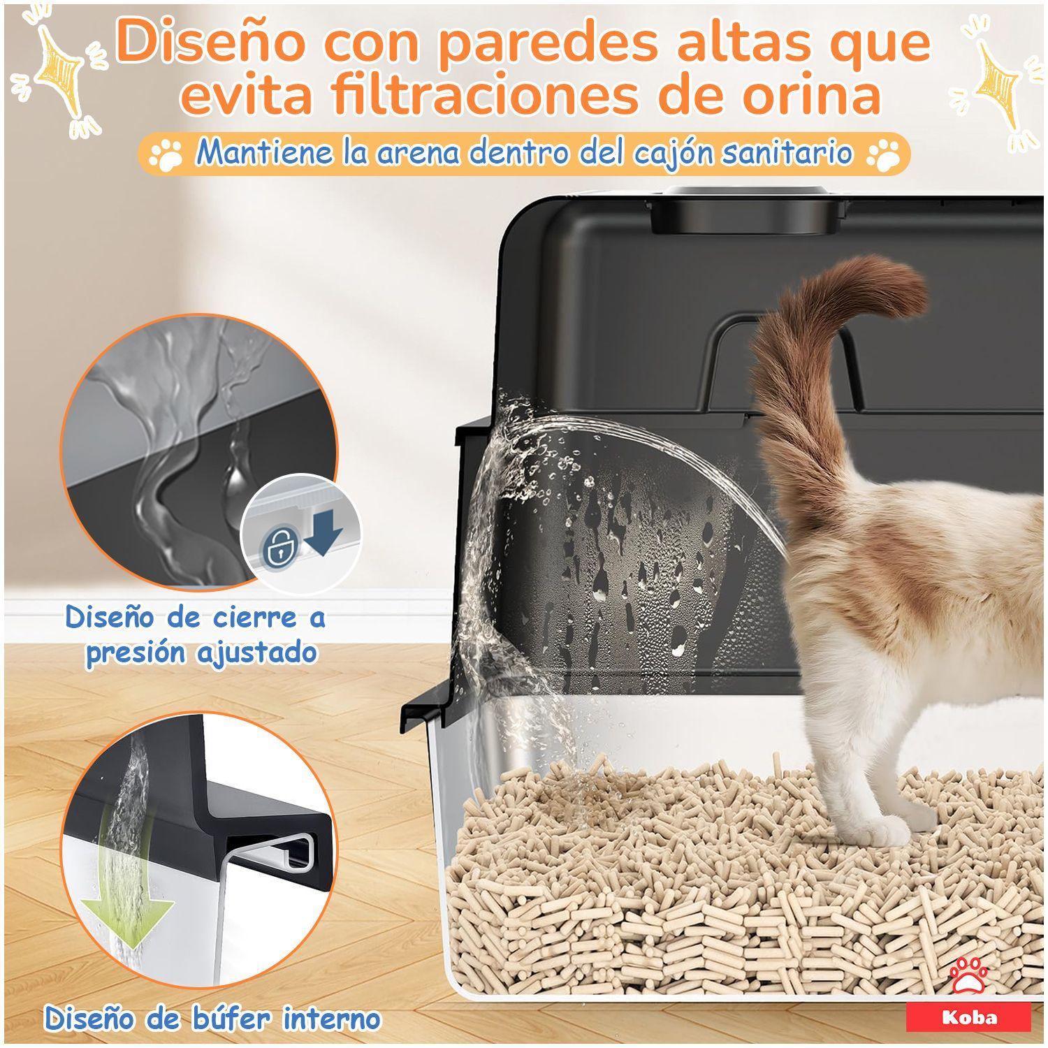 Set Arenero Gato Cerrado Bano Sanitario Michi Acero Inox Xxl-5