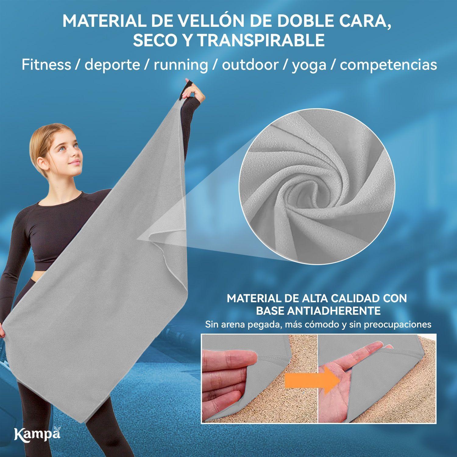 Toalla Microfibra 3pcs Secado Rapido Bano Viaje Deporte Gris-2