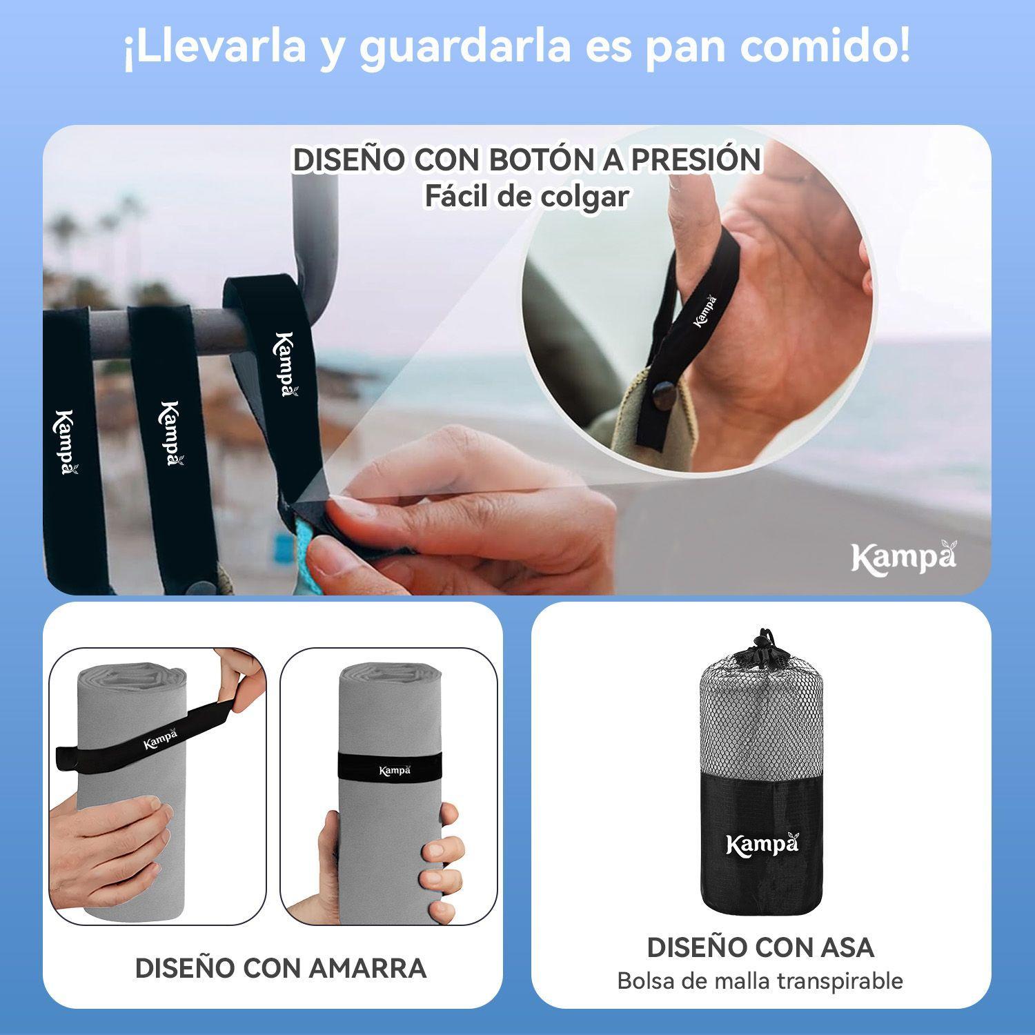 Toalla Microfibra 3pcs Secado Rapido Bano Viaje Deporte Gris-5