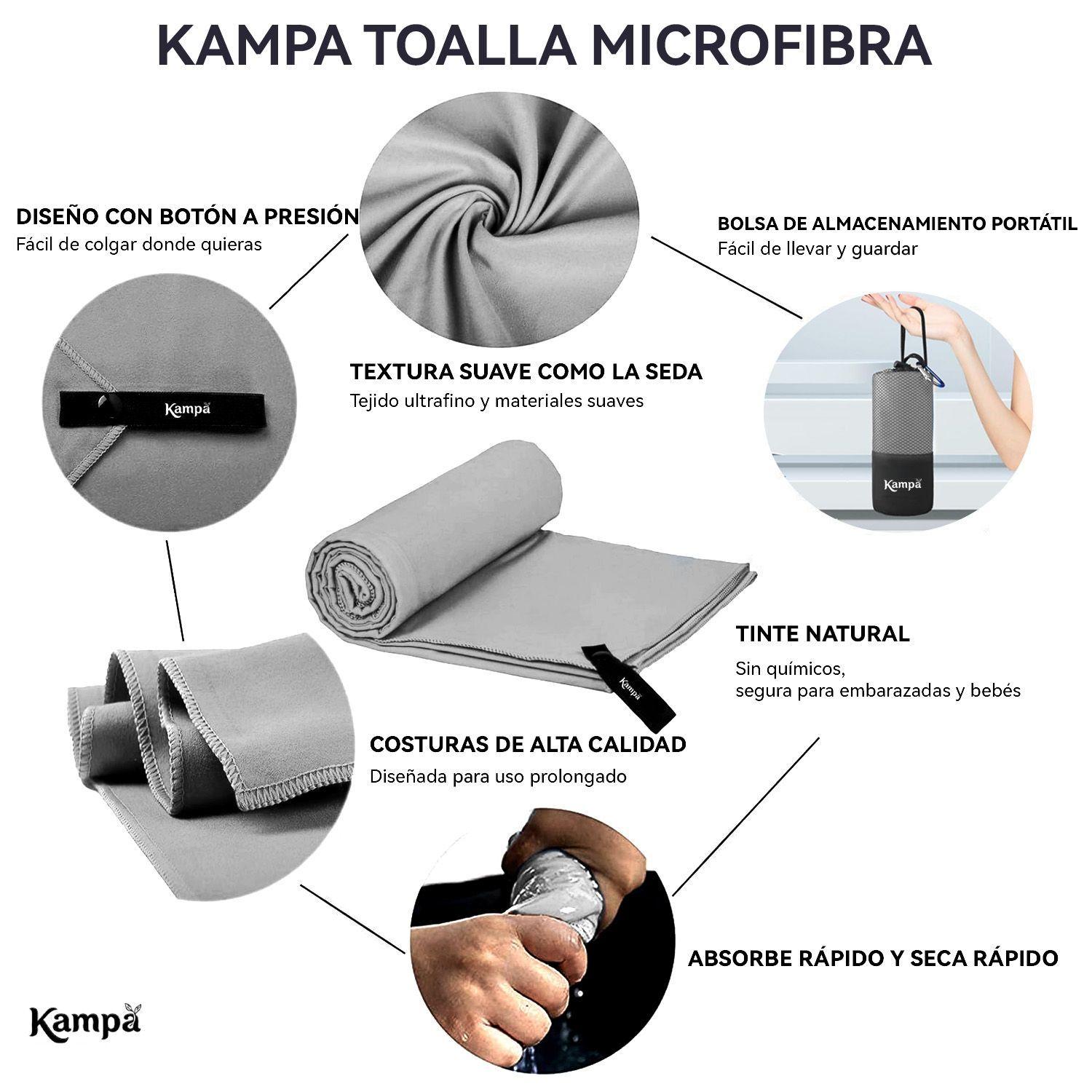 Toalla Microfibra 3pcs Secado Rapido Bano Viaje Deporte Gris-7