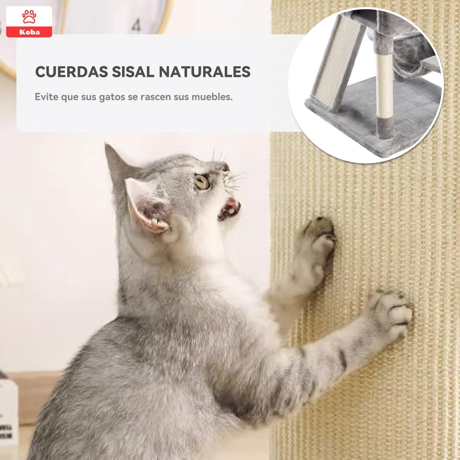 Torre Rascador Para Gatos Casa De Michis Multifuncional Enorme Altura 164cm Color Gris-2