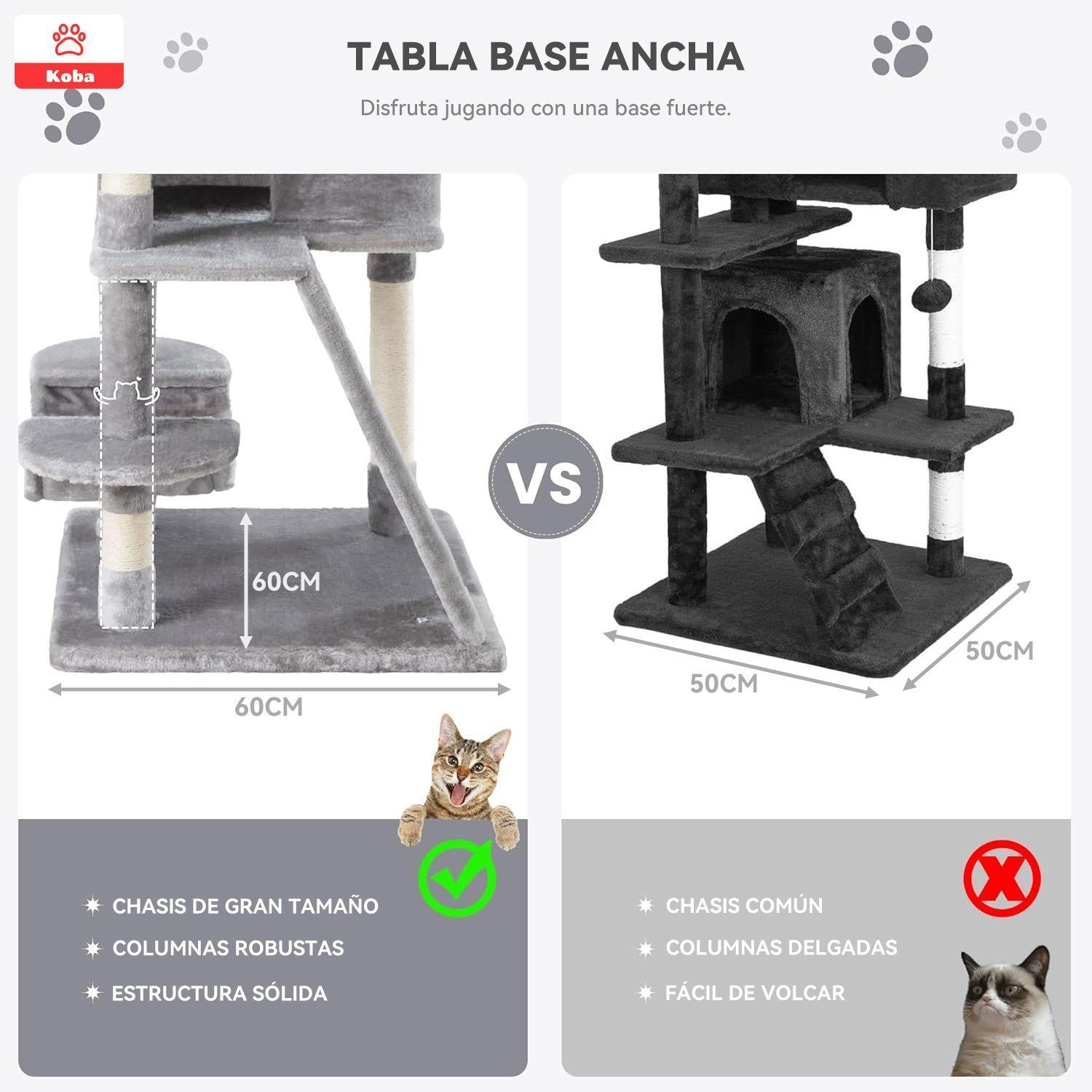 Torre Rascador Para Gatos Casa De Michis Multifuncional Enorme Altura 164cm Color Gris-4