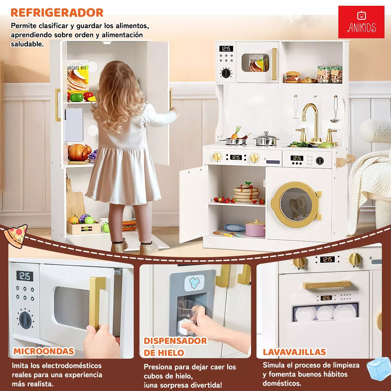 Cocina De Juguete Infantil De Madera Extra Grande 100x89cm-3