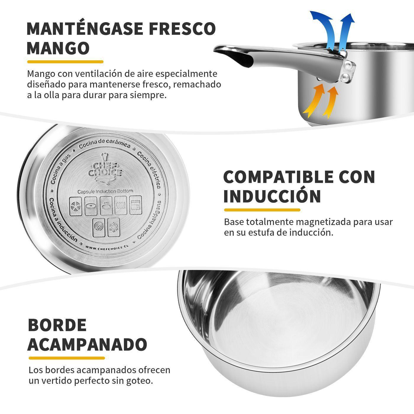 Bateria Cocina Cacerolas 15 Piezas Juego De Ollas Acero Inoxidable-5