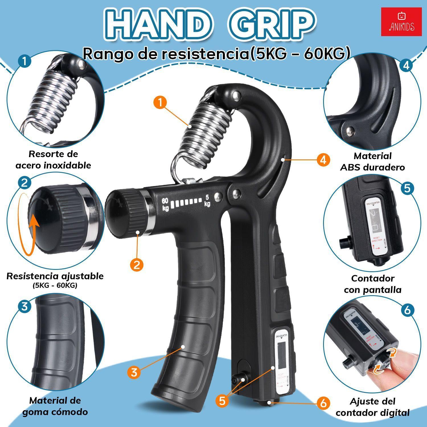 Set 5 En 1 Hand Grip Ejercitador Mano Y Antebrazo 5 60 Kg-4