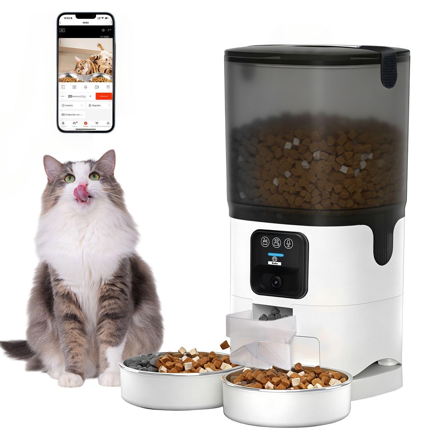 Dispensador Alimento Automatico Mascota Camara 1080p Wifi 7l Blanco-0