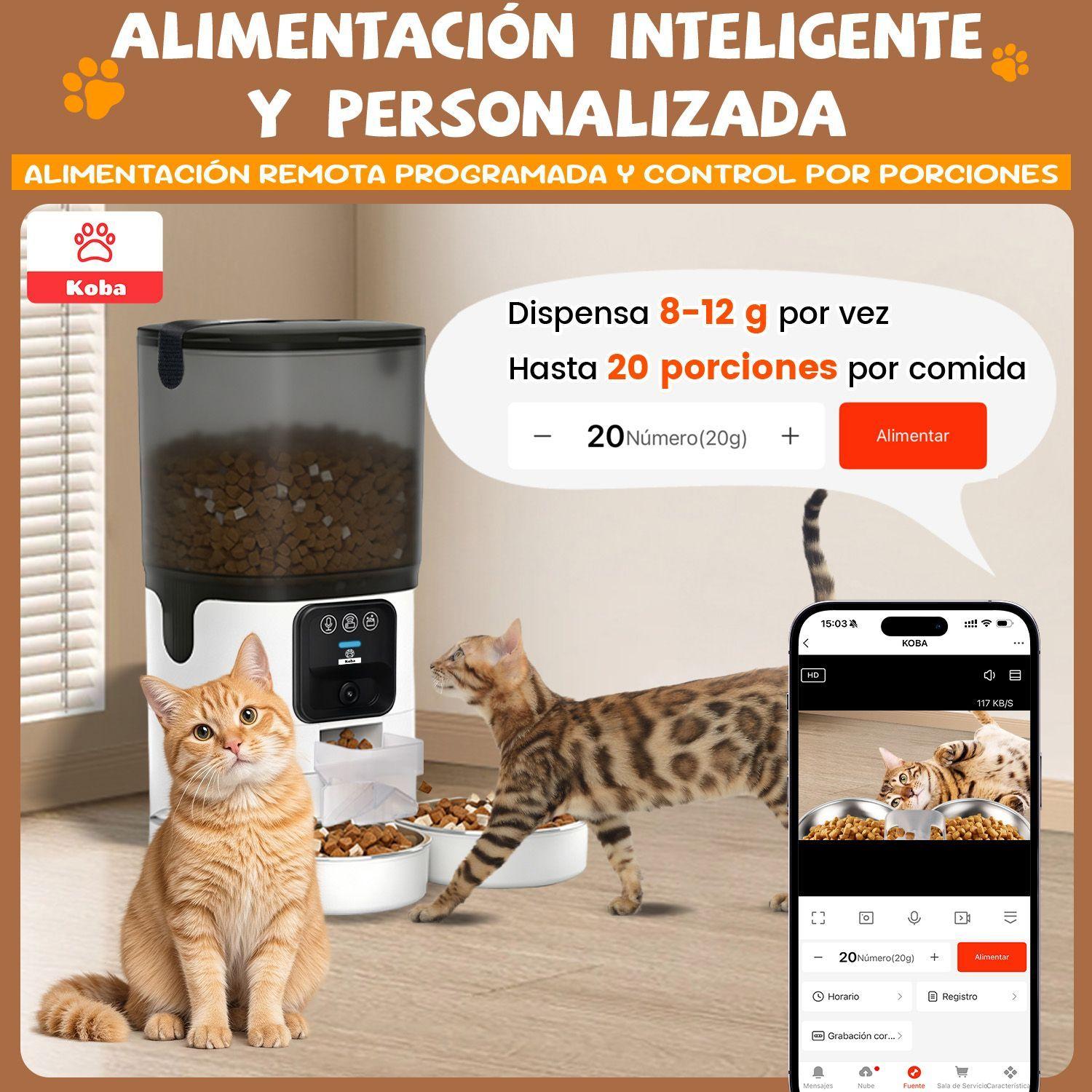 Dispensador Alimento Automatico Mascota Camara 1080p Wifi 7l Blanco-2