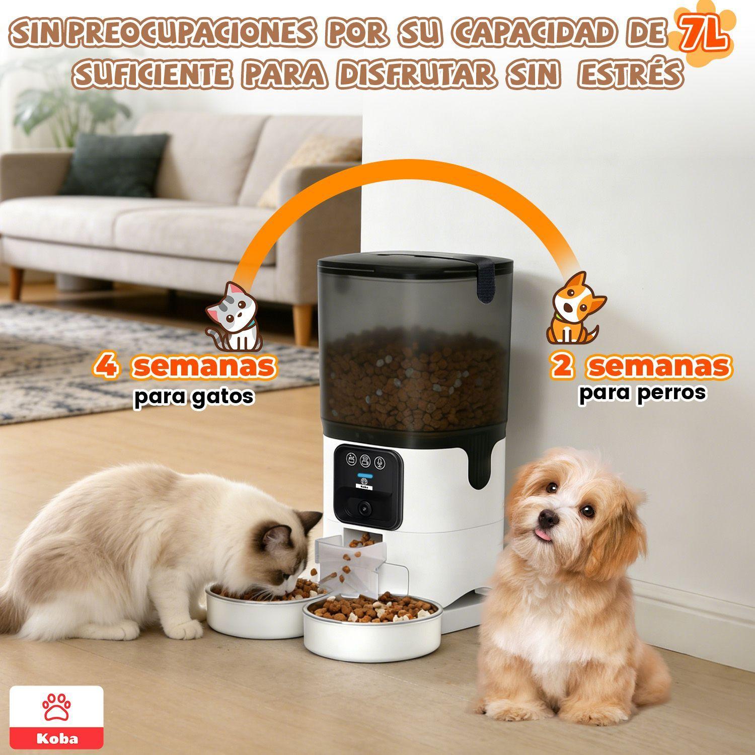Dispensador Alimento Automatico Mascota Camara 1080p Wifi 7l Blanco-6