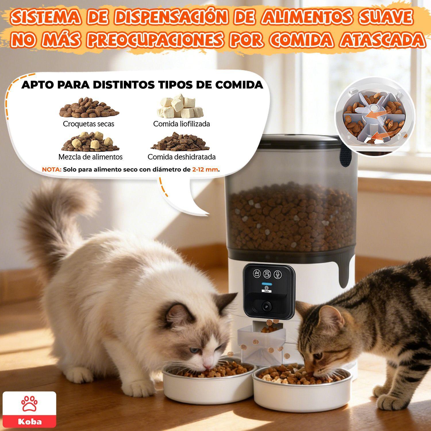 Dispensador Alimento Automatico Mascota Camara 1080p Wifi 7l Blanco-7