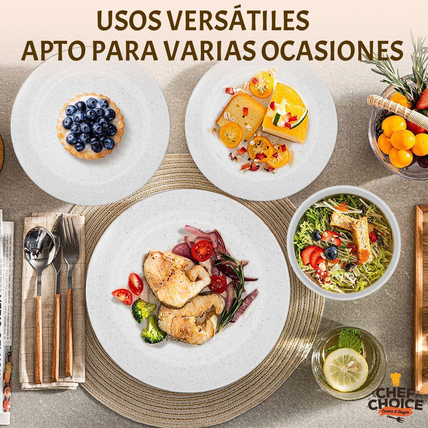 Set 16 Pcs Juego De Vajilla Completo Melamina Blanco Tiza Estilo Minimalista-3