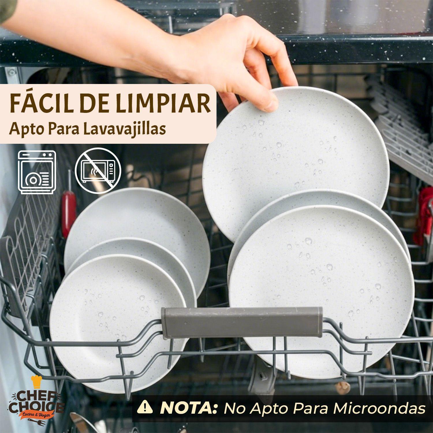 Set 16 Pcs Juego De Vajilla Completo Melamina Blanco Tiza Estilo Minimalista-6