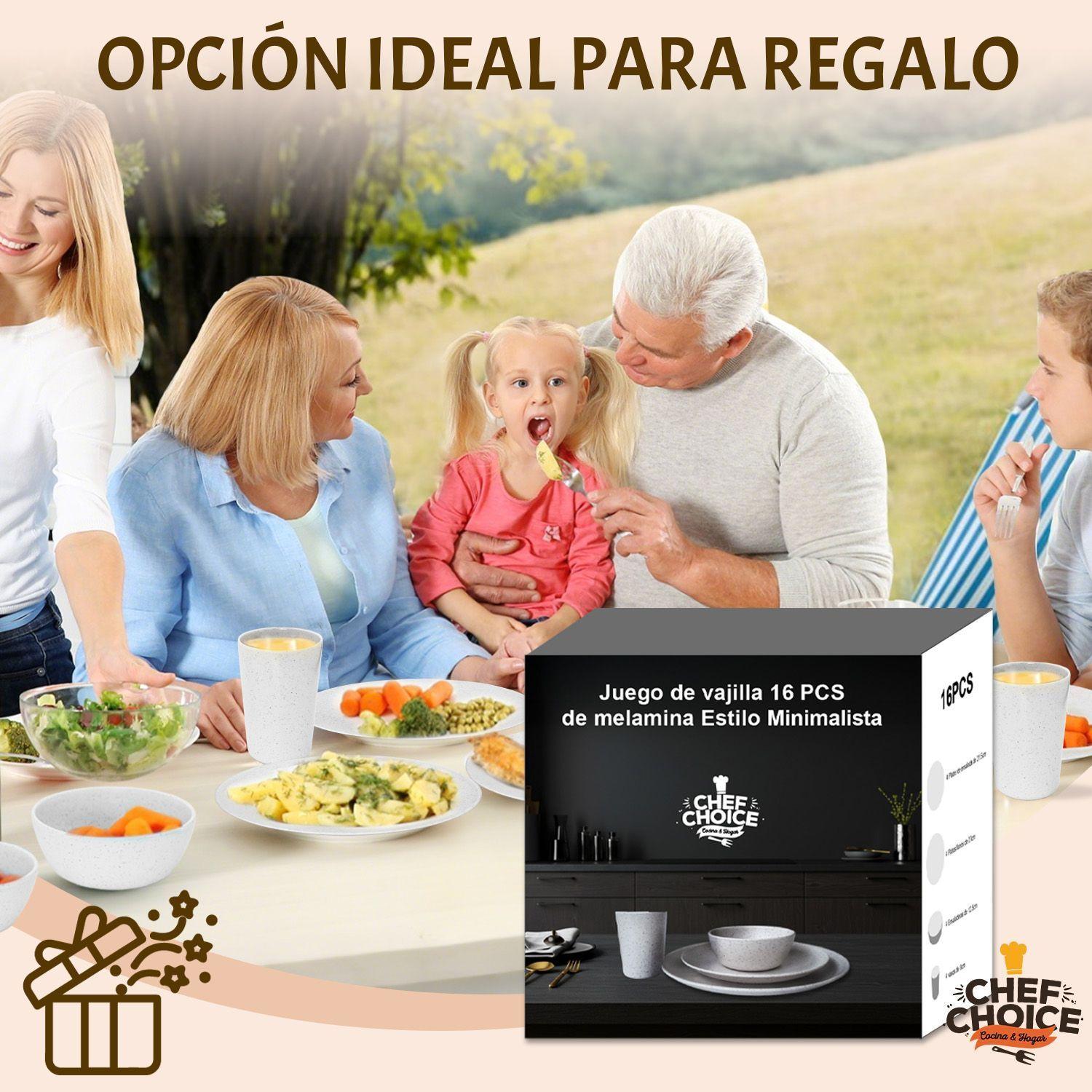 Set 16 Pcs Juego De Vajilla Completo Melamina Blanco Tiza Estilo Minimalista-7