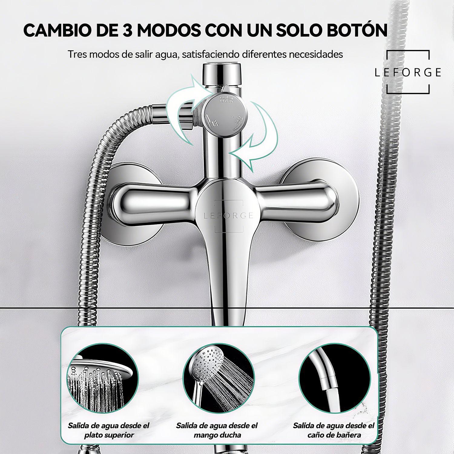 Columna Ducha Moderna 3 Funcion Monomando Jabonera Plateado-2