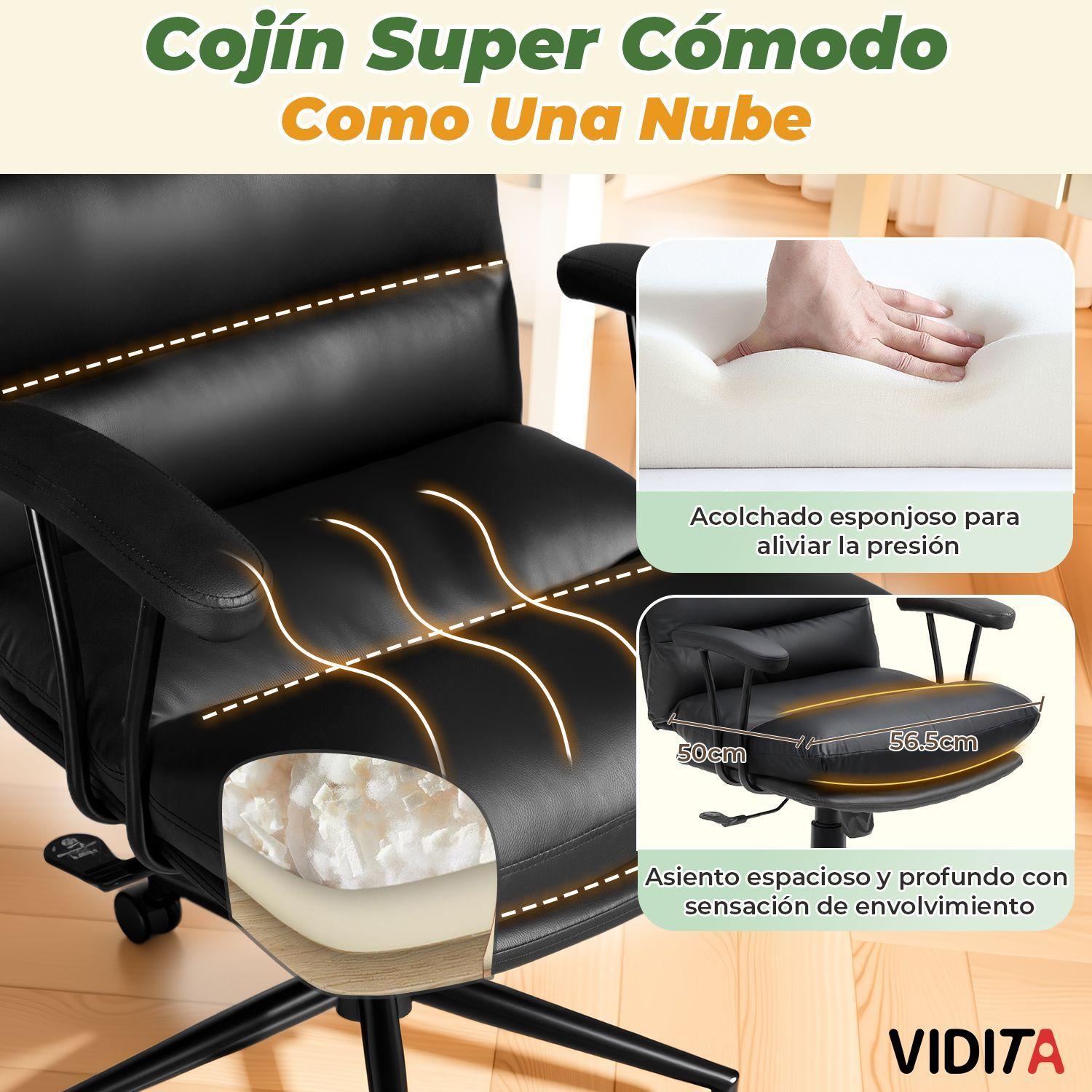 Silla De Escritorio Emilia Pro Ergonomica Cuero Pu Negro-4