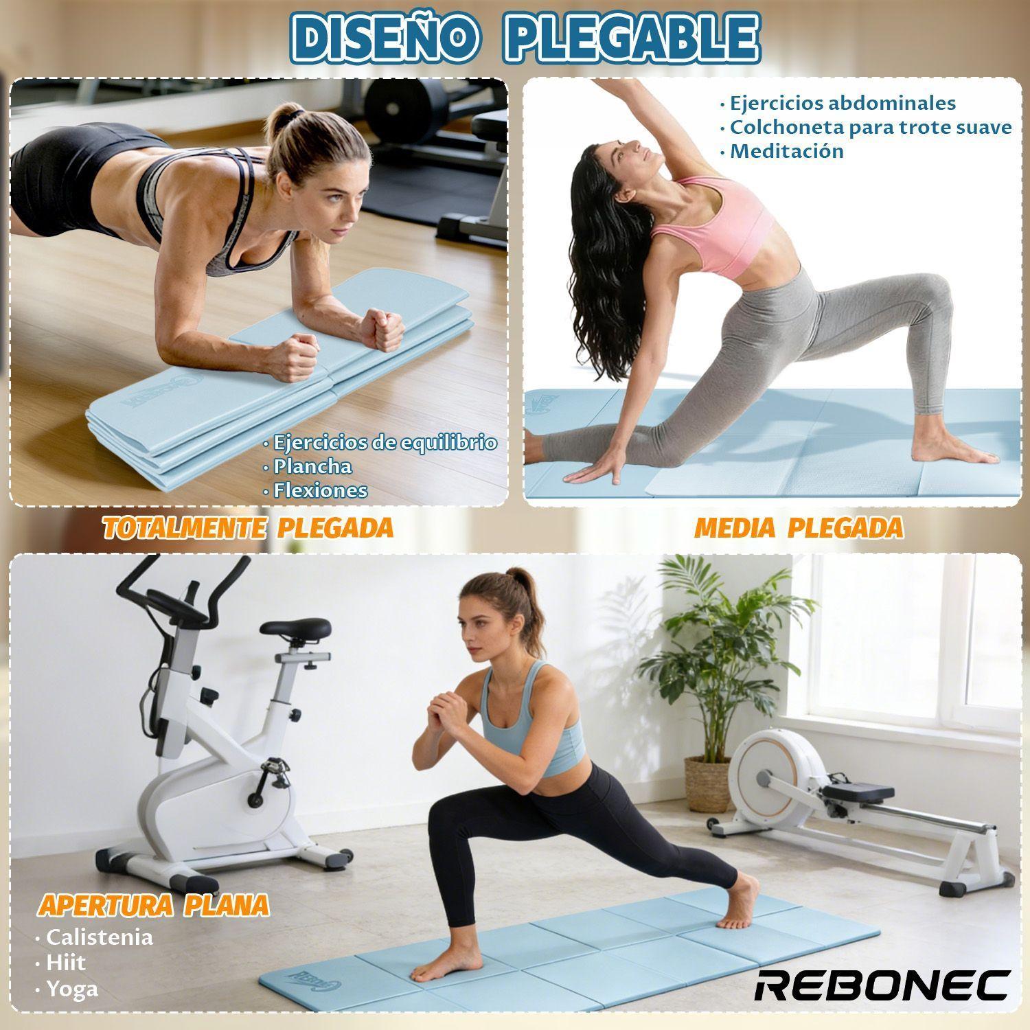 Colchoneta Mat Yoga Deportiva Plegable Tpe Grueso 8mm Bolso Azul-1