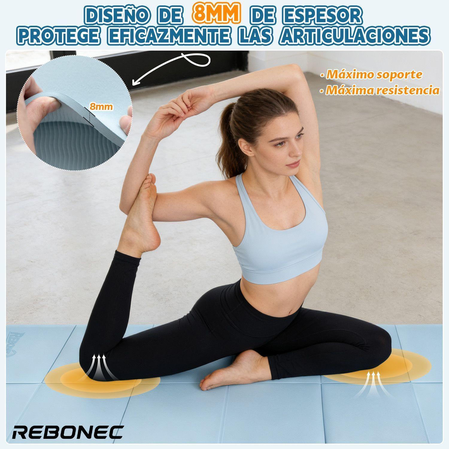 Colchoneta Mat Yoga Deportiva Plegable Tpe Grueso 8mm Bolso Azul-3