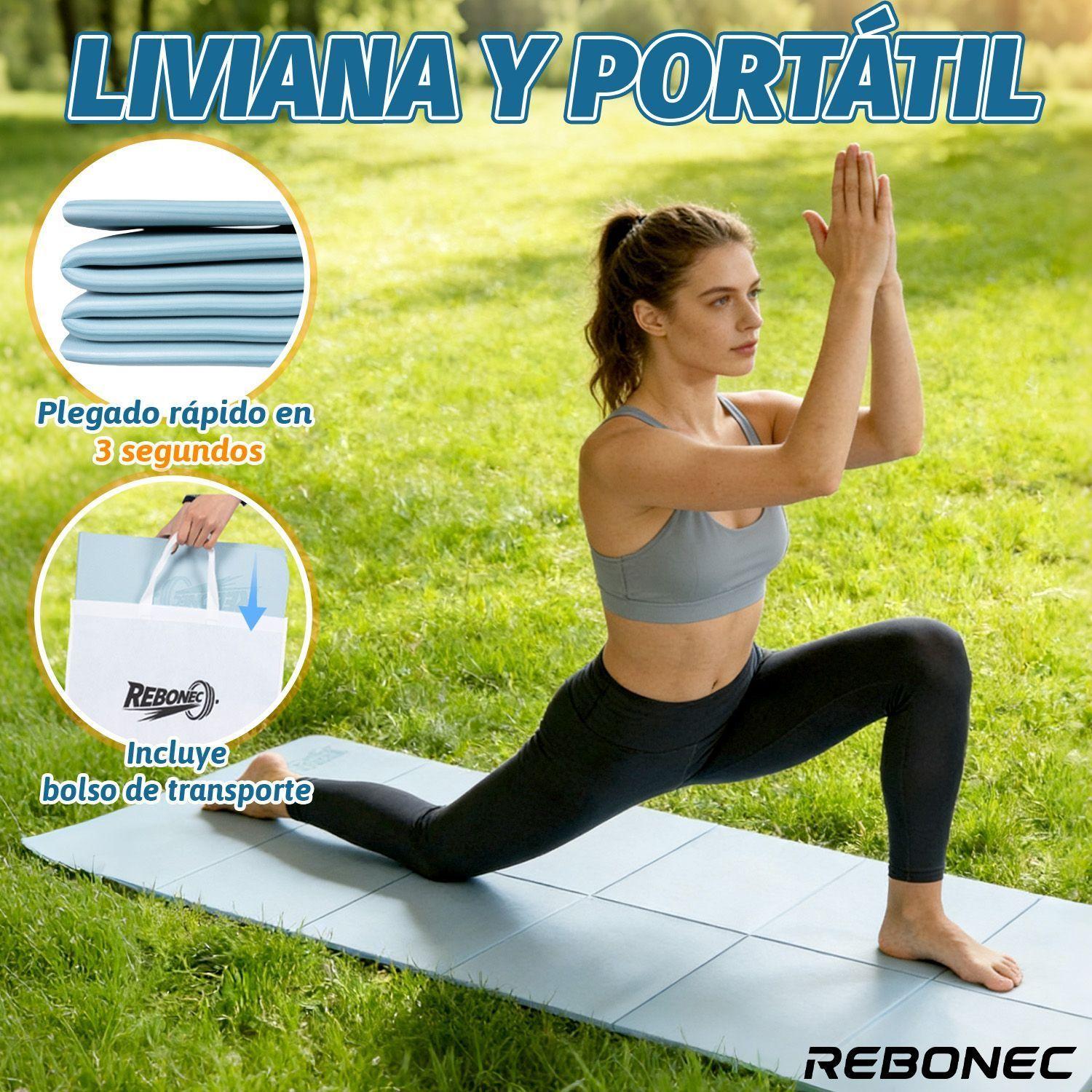 Colchoneta Mat Yoga Deportiva Plegable Tpe Grueso 8mm Bolso Azul-5