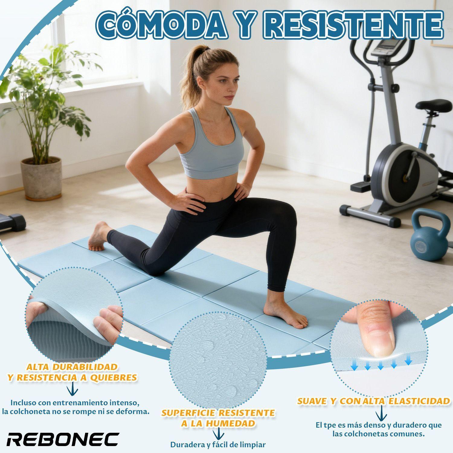 Colchoneta Mat Yoga Deportiva Plegable Tpe Grueso 8mm Bolso Azul-6