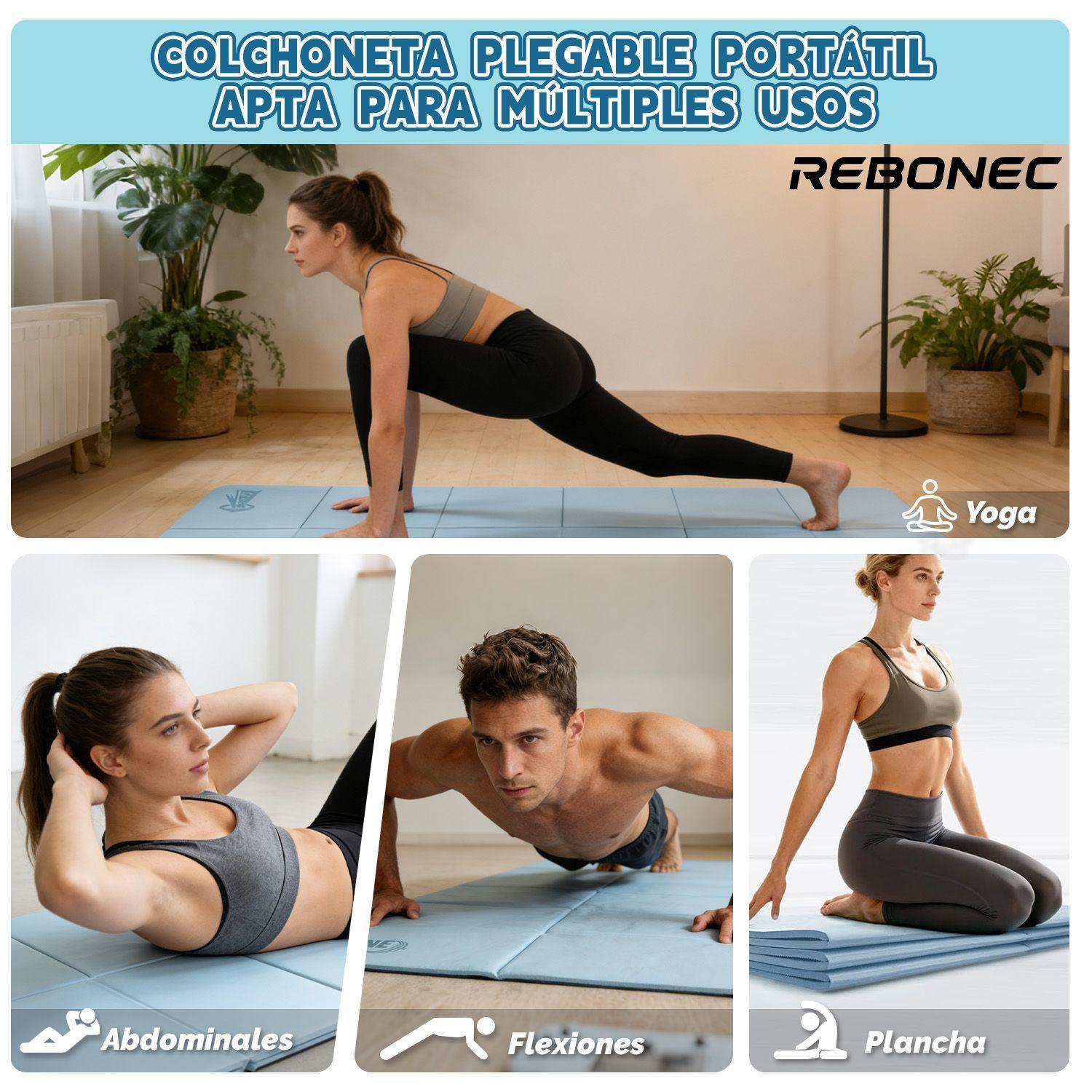 Colchoneta Mat Yoga Deportiva Plegable Tpe Grueso 8mm Bolso Azul-7